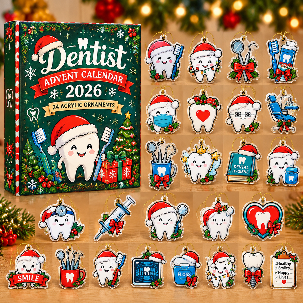 Dentist Christmas  HG Advent Calendar 2026 Acrylic Ornament Countdown Blind Box Holiday Gift