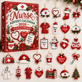Red And White Christmas Nurse Advent Calendar HG , Acrylic Ornament Countdown Blind Box Gift