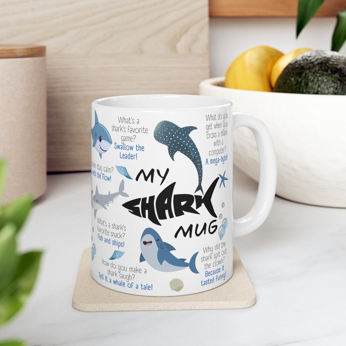 Shark Ceramic Mug, Marine Biologist Mug Gift, Shark Week Mug, Shark Biologist Gift, Great White Shark Mug, Shark Lover Gift LTN