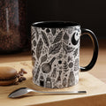Mystical Themed Accent Coffee Mug, Witchy Mug, Black and White Design, Ideal Gift for Witches, Halloween Decor, Cozy Vibes, Coffee Lovers LTN