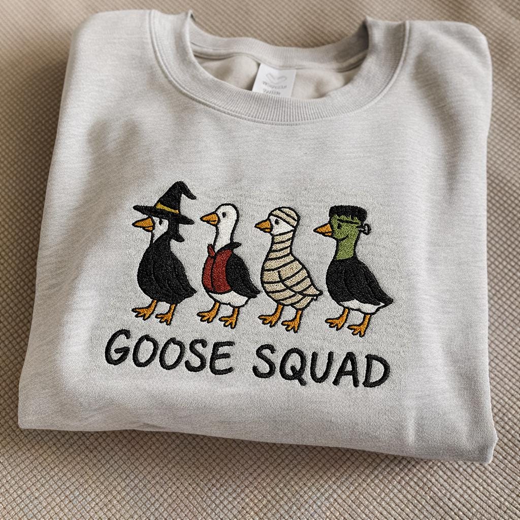 Goose Squad , Spooky Goose Embroidered Sweatshirt Halloween
