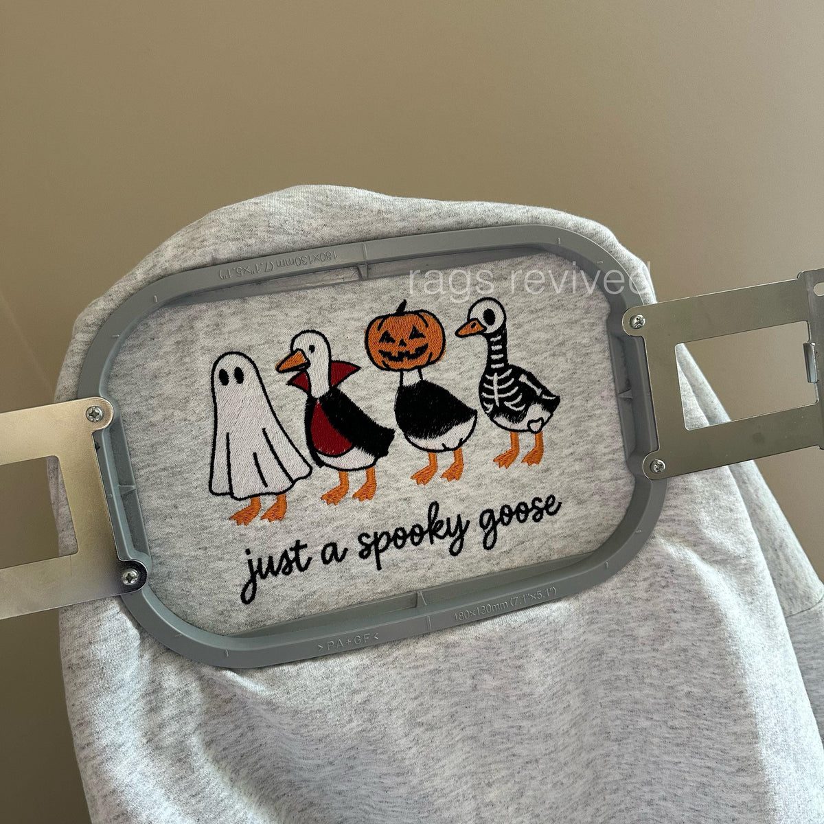 Spooky Goose Embroidered Sweatshirt Halloween Spooky HG Season Embroidery Geese Fall Autumn