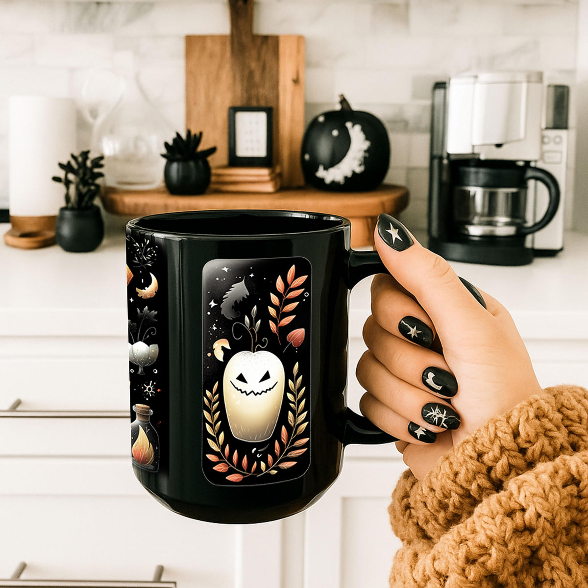 Halloween Mug with Ghost & Pumpkin – Cozy Fall Coffee Cup, Cute Spooky Decor, Autumn Vibes, Double-Sided Cottagecore Gift LTN