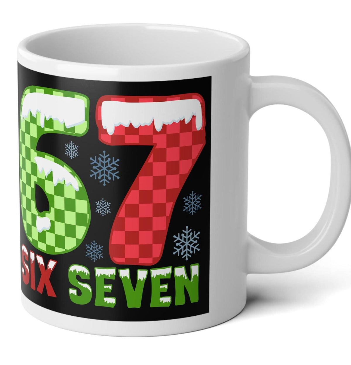 6 7 Christmas Jumbo Mug, Festive Holiday Coffee Cup, White Elephant Xmas Gift LTN