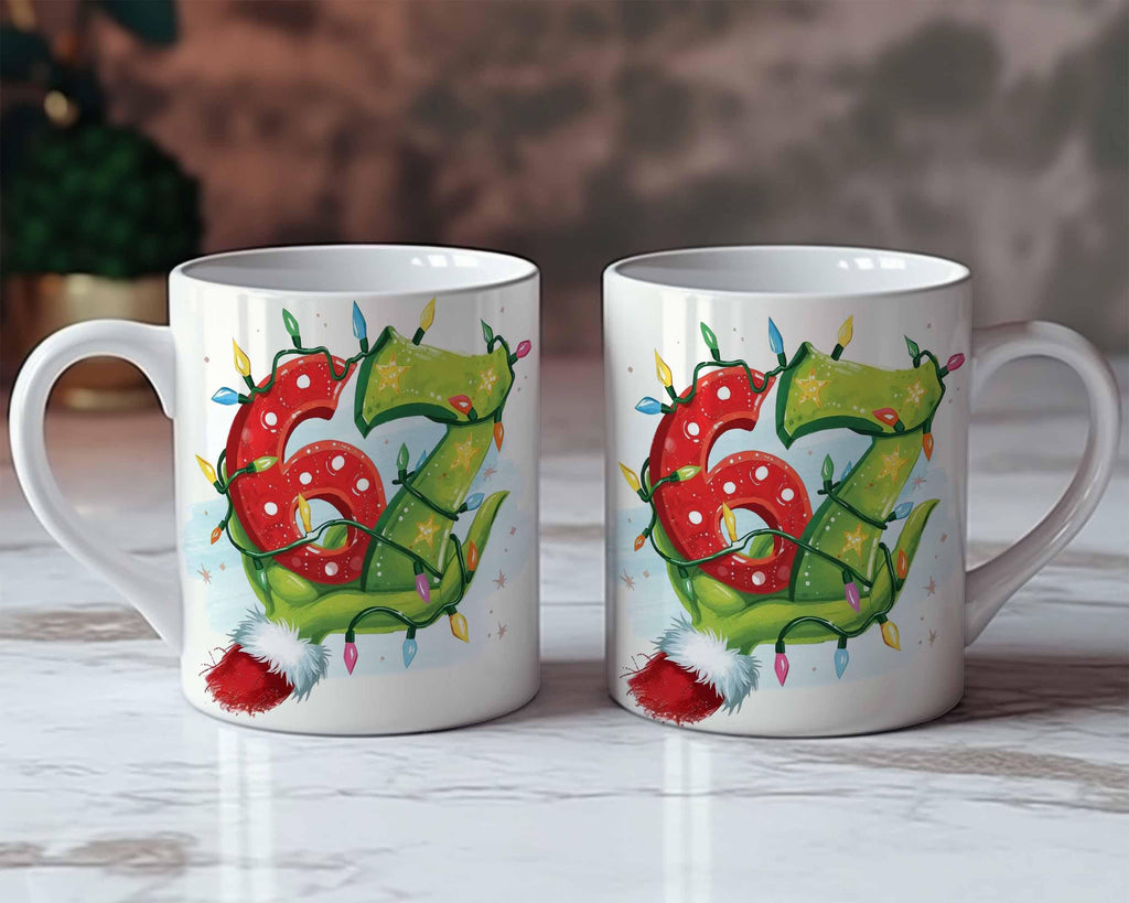 Grinch 6 7 Christmas Mug Sublimation Design, Six Seven Meme Christmas Mug LTN