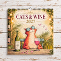 Funny Cats and Wine 2027 Wall Calendar - Cute Cat Lover Gift - Humorous Kitty Decor - 2027 Calendar - Unique Gift for Her