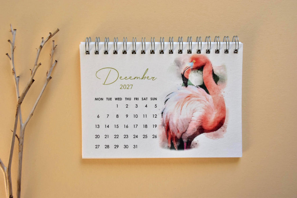 2027 Bird Desk Calendar, Watercolor Birds, Small Standing Flip Calendar, Bird Lover Gift