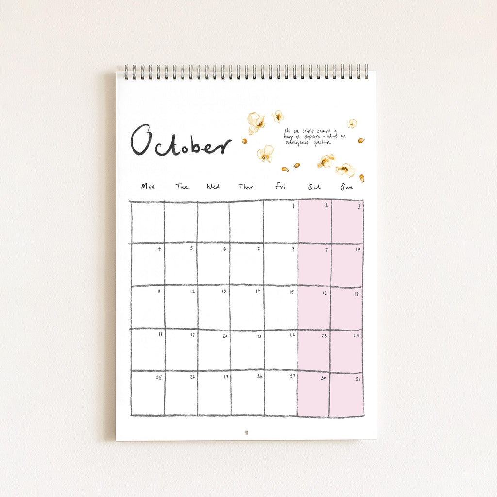 2027 Food Themed Wall Calendar by Amelia Jayne, Hand-Drawn Tablescapes (A4)