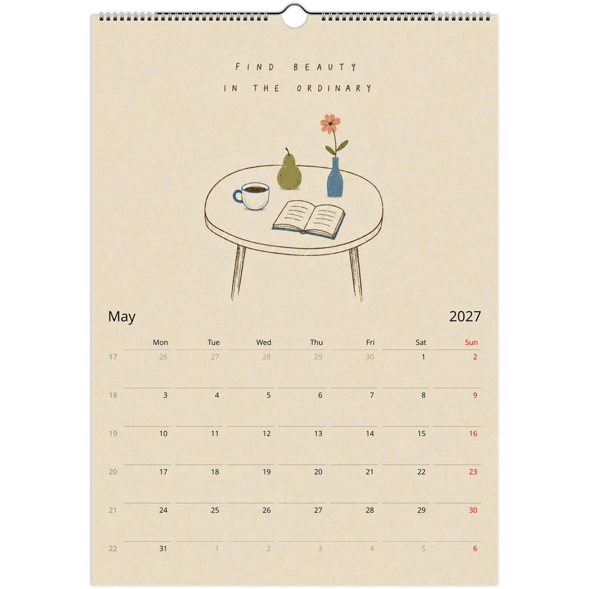 2027 Wall Calendar, Illustrated Wall Calendar