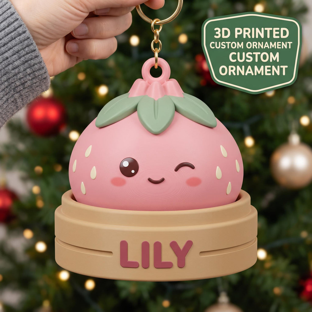 Personalized Squishy Dumpling Ornament, Dumpling 3D Printed Keychain, Squishy Keychain Charm, Kawaii Bao Steamer, Christmas 2026