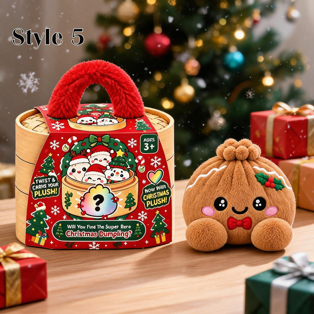 Christmas Dumpling Plush, Cute Squishy Bao Plushy, Kawaii Xmas Stuffed Animal, Holiday Gifts for Kids, Plush Dumpling,Stuffed Home Decor